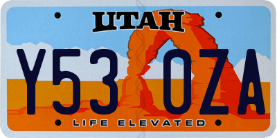 UT license plate Y530ZA