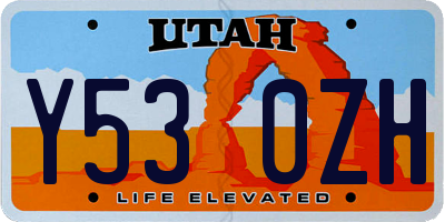 UT license plate Y530ZH