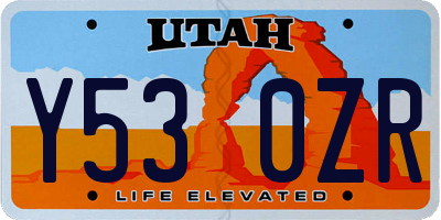UT license plate Y530ZR