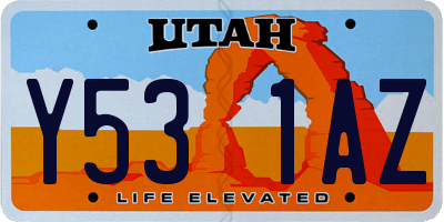 UT license plate Y531AZ
