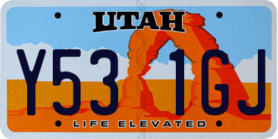 UT license plate Y531GJ