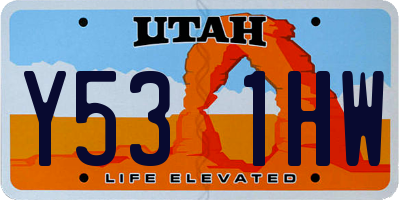 UT license plate Y531HW