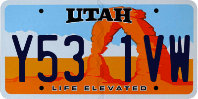 UT license plate Y531VW