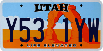 UT license plate Y531YW