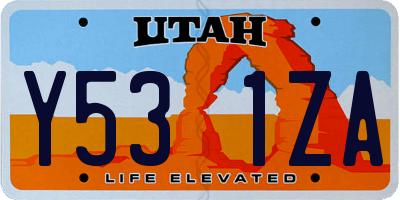 UT license plate Y531ZA