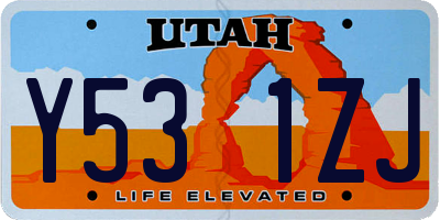 UT license plate Y531ZJ