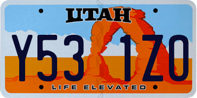 UT license plate Y531ZO