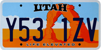 UT license plate Y531ZV