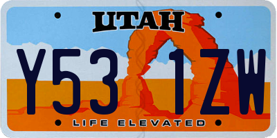 UT license plate Y531ZW