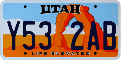 UT license plate Y532AB