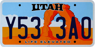 UT license plate Y533AO