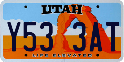 UT license plate Y533AT