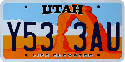 UT license plate Y533AU