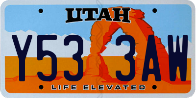 UT license plate Y533AW