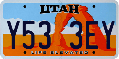 UT license plate Y533EY
