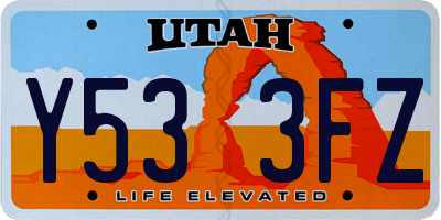 UT license plate Y533FZ