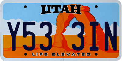 UT license plate Y533IN