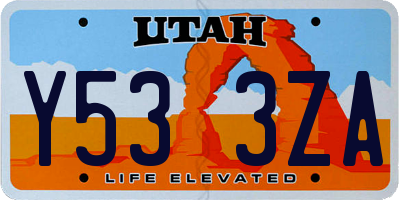 UT license plate Y533ZA