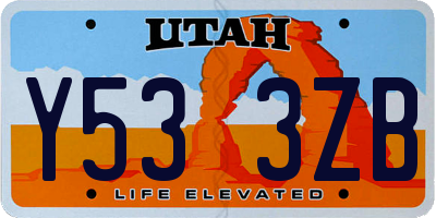 UT license plate Y533ZB