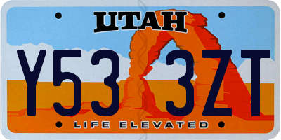 UT license plate Y533ZT