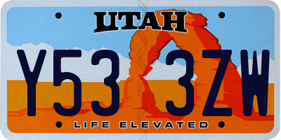 UT license plate Y533ZW