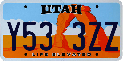 UT license plate Y533ZZ