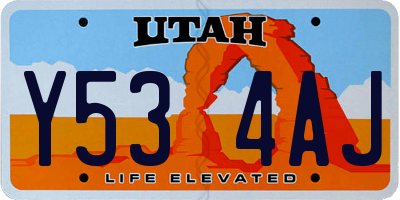 UT license plate Y534AJ