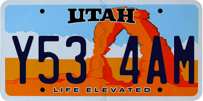 UT license plate Y534AM