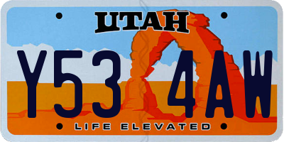 UT license plate Y534AW