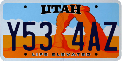 UT license plate Y534AZ