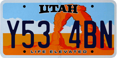 UT license plate Y534BN