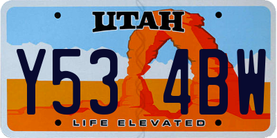 UT license plate Y534BW