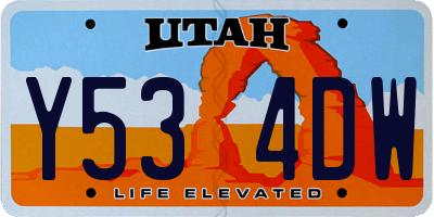 UT license plate Y534DW