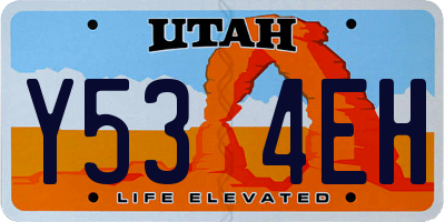 UT license plate Y534EH