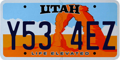 UT license plate Y534EZ