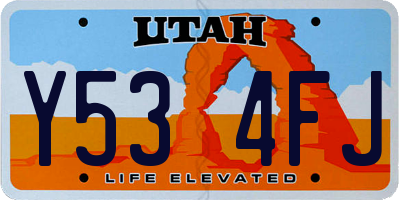 UT license plate Y534FJ