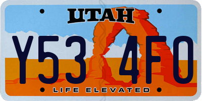 UT license plate Y534FO