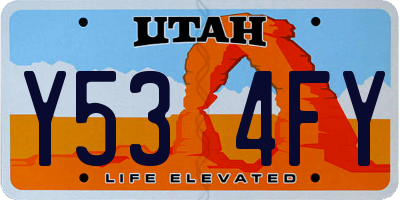 UT license plate Y534FY