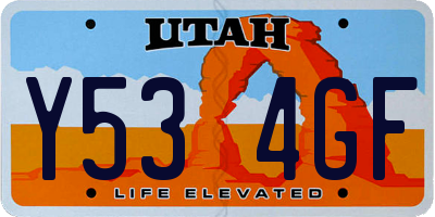 UT license plate Y534GF