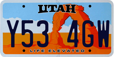 UT license plate Y534GW
