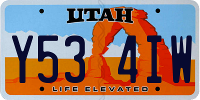 UT license plate Y534IW