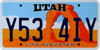 UT license plate Y534IY