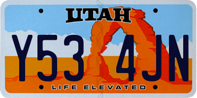 UT license plate Y534JN