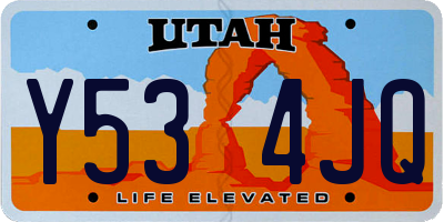 UT license plate Y534JQ
