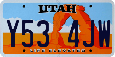 UT license plate Y534JW
