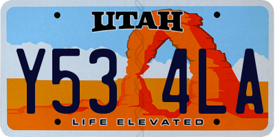 UT license plate Y534LA