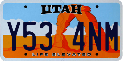 UT license plate Y534NM