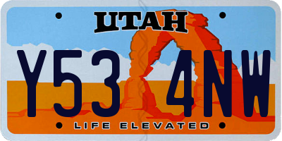 UT license plate Y534NW