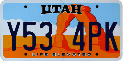 UT license plate Y534PK