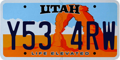 UT license plate Y534RW